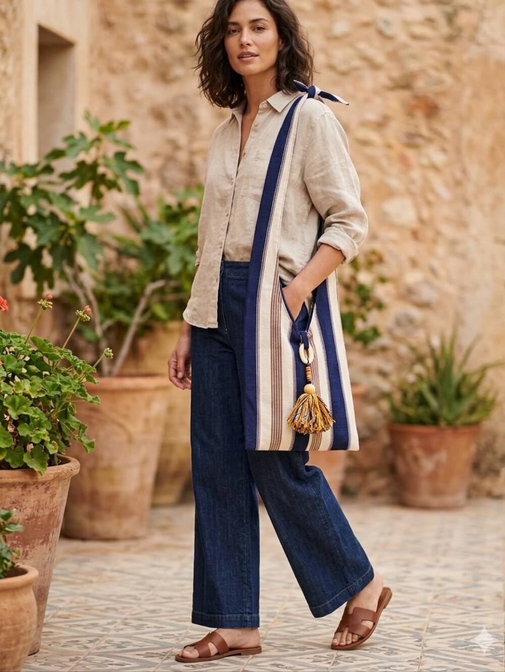 ITALIAN Boho Reversible Crossbody Bag - Beach TRAVEL